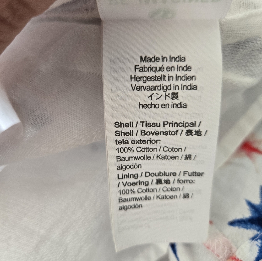 J. Crew 100% Cotton Shibori Smocked Midi Dress Red White And Blue Size S - Picture 5 of 5